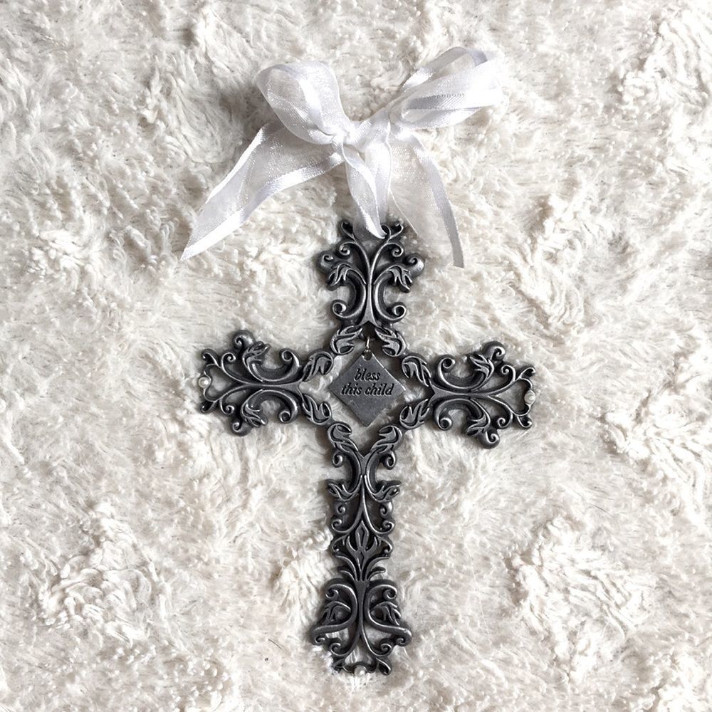 Pewter Bless This Child Cross